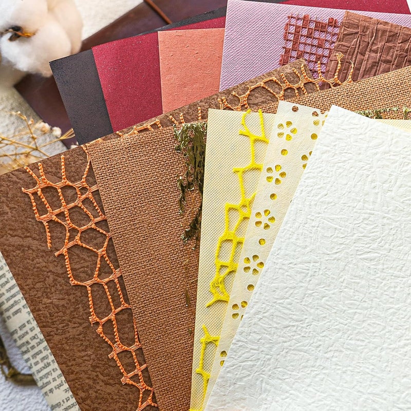 Aromoty 30 sheets Christmas Handmade Textured Scrapbook Paper&Mesh Fabric set - Unique Craft Mulberry Special Rice Paper Mix for Scrapbooking Junk Journaling Supplies Card Making Collage,A5 5.8x8.2 Inch - Image 4